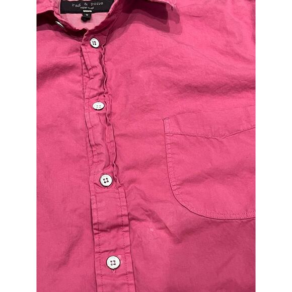Rag And Bone Short Sleeve Gus Cotton Collared Button Down Plum L A003669 - Picture 6 of 12